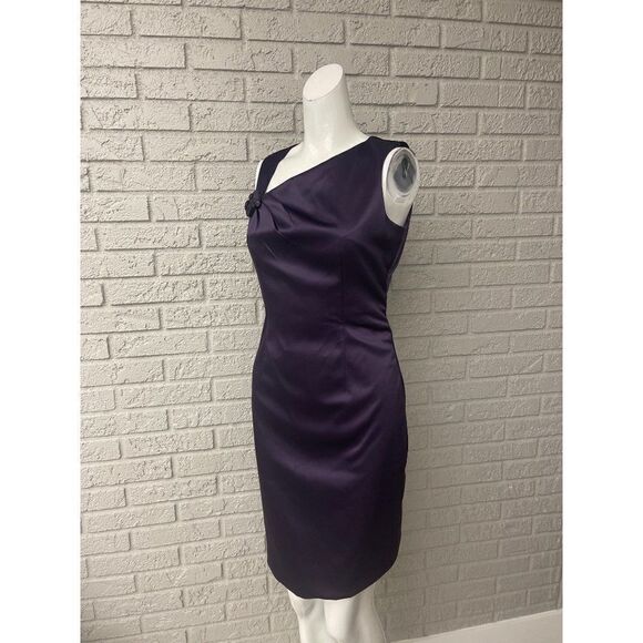 Ellen Tracy Purple Sleeveless Asymmetrical Neckline Dress Size 6 - Picture 3 of 13